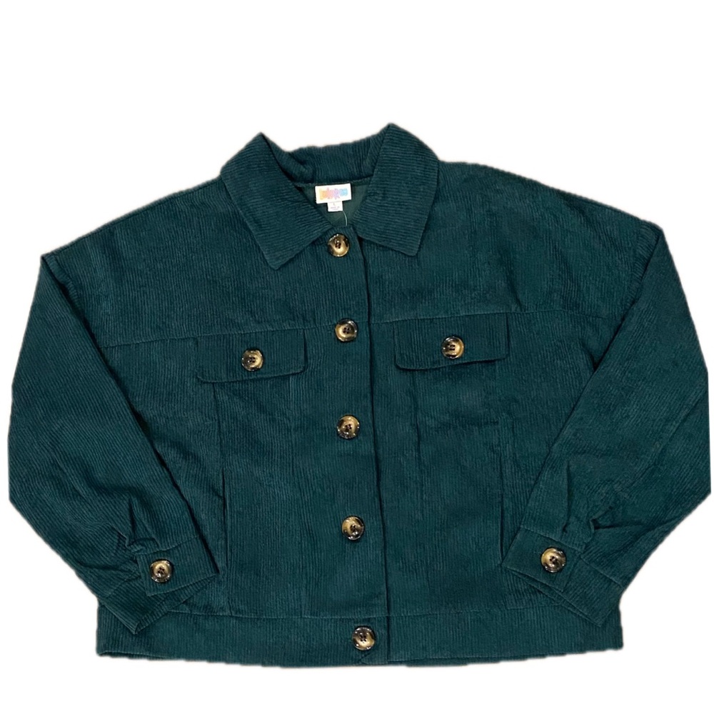 Green Corduroy Button Up Berlin Jacket for Women, Size Large
